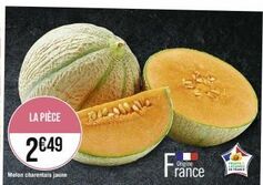LA PIÈCE  2€49  Melon charentais jaune  DOWN  France  FRUITS &  LECUNDS DE FRANCE 