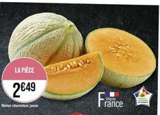 LA PIÈCE  2€49  Melon charentais jaune  DOWN  France  FRUITS &  LECUNDS DE FRANCE 