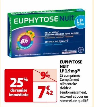 EUPHYTOSE NUIT LP 1.9 mg offre à 7,42€ sur Auchan