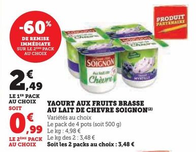 YAOURT AUX FRUITS BRASSE AU LAIT DE CHEVRE SOIGNON