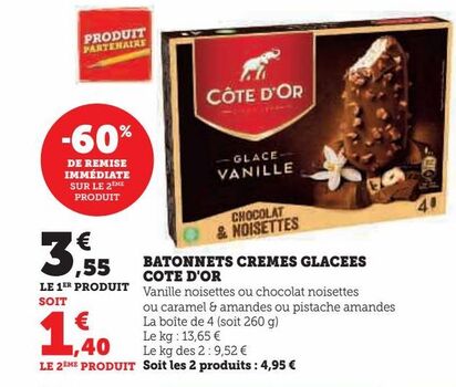 batonnets cremes glacees cote d'or