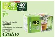 Promo: Économisez jusqu'à 40% sur le Thé Vert à la Menthe Casino Bio 36g - Autres Varietés au Kg à 47€22