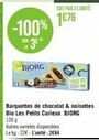 promo: noir bio chocolat & noisettes 120g de les petits curieux de bjorg à 3€ l'unité!