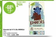 KROKOla - Chocolat lait Bio 41% à -68% | 2 L'UNITÉ À 30€80 | Autres variétés disponibles