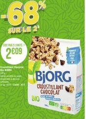 Promo : -68% sur le BIO BjORG Croustillant Chocolat 500 RIORG ! Autres variétés, 634€ le kg, 317€ l'unité.