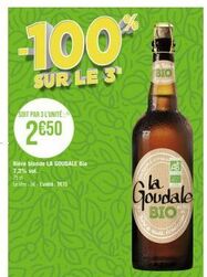 Promotion : Bière Blonde Bio LA GOUDALE 7,2% vol. -100% sur le 3ème, soit par 3 l'unité. Bebe BIO LA GOUDALE BIO Ments for -5-l'unité.