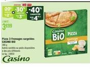 Pizza 3 Fromages Bio CASINO CASINO en Promotion ! -20%, -30% et -40%, kg 1050 seulement !