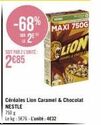 nestle caramel & chocolat céréales lion 750g à prix réduit : 5,76€/kg & 4,12€/unité - 68% de réduction - offre limitée à 750g.