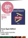 Barilla Penne Rigate 1kg: Profitez de -60% et Achetez 2 pour 2€19!