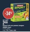 Promo de 34% sur le Gourde Fruits Mix Pommes Mangues ANDROS Sport Energie - 4x90 g (360g) à 4€29 l'unité !