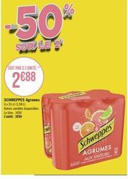 50% de Réduction sur le Schweppes Agrumes Aux Saveurs 6x33cl (1981) - 2€88 l'Unité!