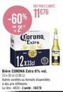 OFFRE EXCEPTIONNELLE : 60% de réduction sur la bière CORONA Extra 12x33cl (3,96L) 6% vol - 4€24 le litre / 16€79 l'unité, soit 11876 pour 2!