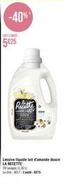 Lessive Liquide Lait d'Amande Douce Lessia : -40% sur le Litre, 875€ l'Unité, 28 Lavages