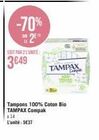 Tampons TAMPAX Compak Bio avec une Remise -70% - 3€49 pour 14 Unités!