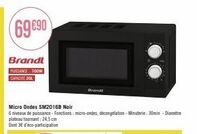 Micro-Ondes SM20168 Noir de Brandl - Puissance 700W - 6 Niveaux de Puissance & Fonctions Décongélation - 69 €90 seulement!