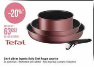 Set de 4 Pièces Ingenio Daily Chef Rouge Tefal -20% : 63692 - Fond tous feux et Induction !