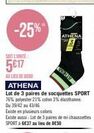 lot de 3 paires de socquettes sport athena à 5€17 seulement : 76% polyester, 21% coton, 3% elasthanne, 39/42-43/45, plusieurs coloris.