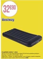 Bestway Lit Gonflable Matelas 1 Place avec Pompe Électrique Intégrée - Sac de Voyage Inclus - 188 x 99 x 30 cm en 160 Secondes!