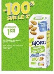 Lait d'amande sans sucres ajoutés Bio Biorg: 3 pour 1€31! - 100% de Réduction sur le troisième Ponnait!
