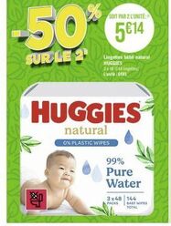 Promo: 50% de Réduction sur les Lingettes Bébé Natural HUGGIES 0% Plastic Wipes: 33 48 144 ins, 3x48 144 Packs Total!