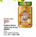 Andros FRUITS ABRICOT 100% – Confiture 250g à 8620-L'unité: 2605!