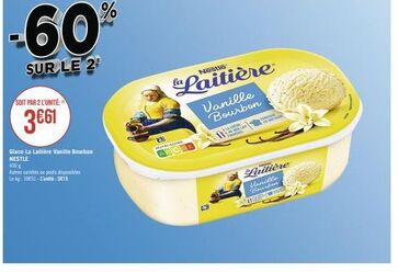 offre spéciale - 2 glace la laitière vanille bourbon nestle à 3€61 l'unité - varietés au poids à -60%!