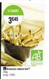 Économisez et Optez pour le Sachet de Gressins Nature Bio AGRICULTURE BIOLOGIQUE - 3€45 / 200g (17€25 Le kg).