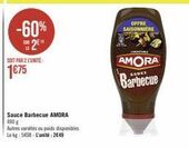 Promo de -60% sur la Sauce Barbecue AMORA 490 g! Lekg: 5608, Unité: 249. Offre Saisonnière VIRTI AMORA.