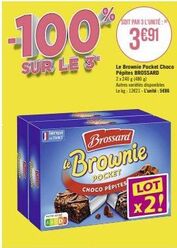 Pack de 3 Brownie Pocket Choco Pépites Brossard 2x240g à 3€⁹1 - 100% SUR LE 3 FRANCE !