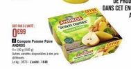 OFFRE SPÉCIALE: Compote de Pomme et Poire ANDROS, 4x100g (400g) à 0,99€/unité, Autres Variétés Disponibles!