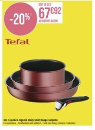 Économisez 20% sur le Set 4 pièces TEFAL Ingenio Daily Chef Rouge surprise ! Compatible tous feux, y compris induction, à seulement 67,92 € !