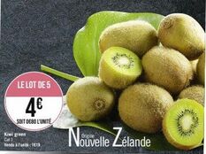 le lot de 5  4€  soit de80 l'unité  kiwi green  vendu à l'unité 1619  nouvelle zélande 