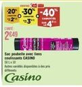 CONTE  2649  -20% -30% -40%  CA  CAGNOTTES SUR CH  Sac poubelle avec liens coulissants CASINO  50 x 10  Autres varietés disponibles à des prix différents  Casino 