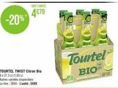 -20%  SOIT L'UNITE:  4€79  TOURTEL TWIST Citron Bio 6x 27,5 cl (1,65 L) Autres variétés disponibles Le litre: 2€90-L'unité: 5€99  BIO  BIO  de  Tourtel BIO  QUE CITIONS  Blo 
