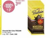 BAM LE  3⁰  -100% 3687  Chocolat Noir Extra POULAIN 6 x 100 g (600g)  Le kg: 9667-L'unité: 5€80  Poulain  LOT  FAMILIAL  NOIR EXTRA  PUREUSE DE CACAO 