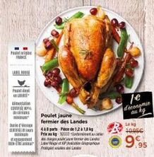 Poulet de Bruges au Liberté certifié - Durée limitée ! 30 % de remise, minimum 4 parts, max 8 parts - Pièces de 1,2 à 1,8 kg - Pasist Origine France, Fermier des Landes.