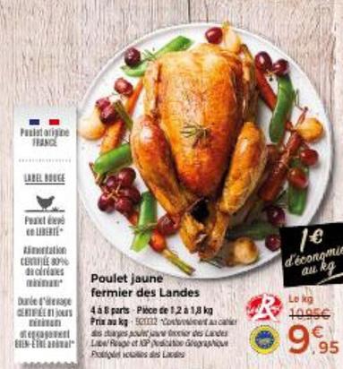 poulet jaune fermier des landes