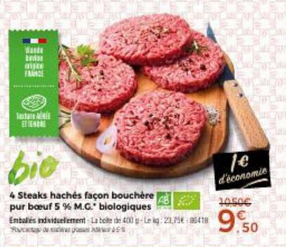 4 steaks hachés façon bouchère ab