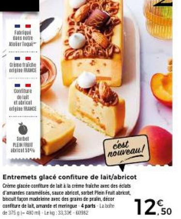 entremets glacé confiture de lait/abricot