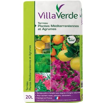Terreau pour plantes méditerranéennes  & agrumes VILLAVERDE - 20L offre à 6,49€ sur VillaVerde