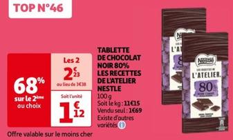 Tablette De Chocolat Noir 80% Les Recettes De L'atelier