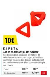 kipsta - lot de 10 disques plats orange