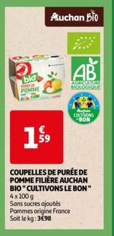 Auchan - Coupelles De Puree De Pomme Filiere Bio