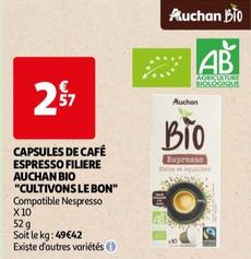 Auchan - Capsules De Cafe Espresso Filiere Bio