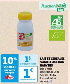 auchan baby bio - lait et céréales vanille