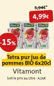 vitamont - tetra pur jus de pommes bio