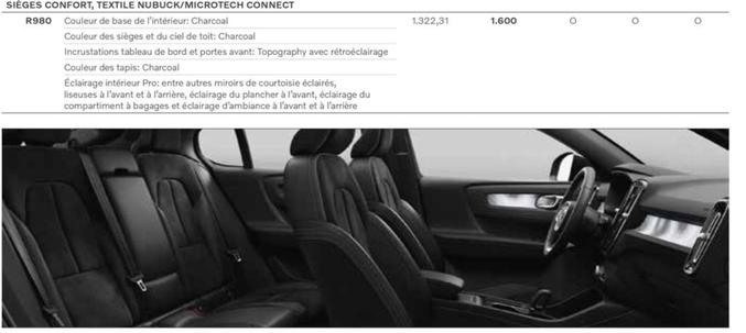 Sieges Confort,textile Nubuck/microtech Connect offre à 1600€ sur VOLVO
