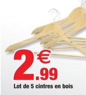 Lot De 5 Cintres En Bois offre à 2,99€ sur Bazarland
