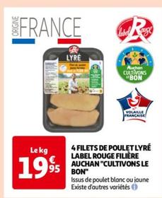 auchan - 4 filets de poulet lyré label rouge filière