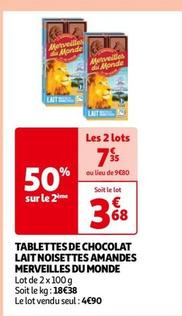 mervelles TABLETTES DE CHOCOLAT LAIT NOISETTES